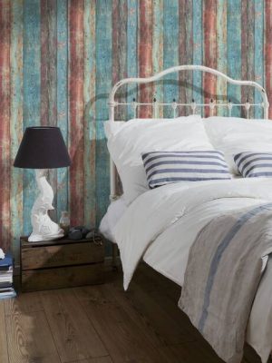 A.S. Création Wallpaper «Wood, Blue, Coloured» 307231
