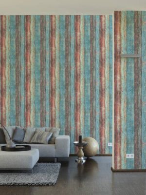 A.S. Création Wallpaper «Wood, Blue, Coloured» 307231