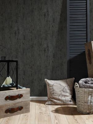 A.S. Création Wallpaper «Uni, Black, Grey, Metallic» 326515