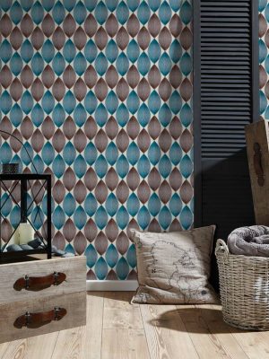 A.S. Création Wallpaper «Graphics, Beige, Blue, Brown» 340672