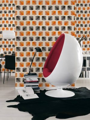 A.S. Création Wallpaper «Graphics, Black, Metallic, Orange» 340682