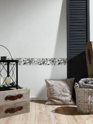 A.S. Création Border «Flowers, Black, Metallic, White» 346629