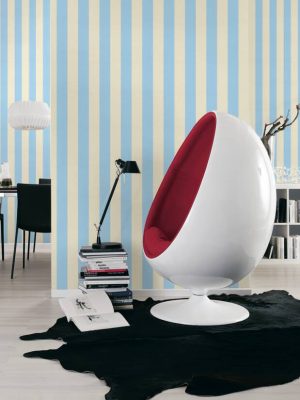 A.S. Création Wallpaper «Stripes, Blue, Cream, Metallic» 359901
