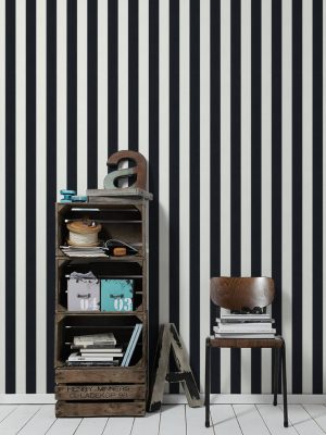 A.S. CRÉATION WALLPAPER «STRIPES, BLACK, CREAM, METALLIC, SILVER» 359904