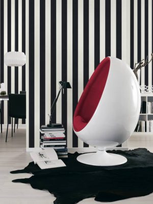 A.S. CRÉATION WALLPAPER «STRIPES, BLACK, CREAM, METALLIC, SILVER» 359904