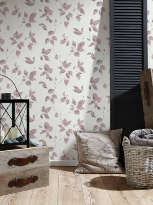 A.S. Création Wallpaper «Cottage, Floral, Grey, Pink, White» 366875