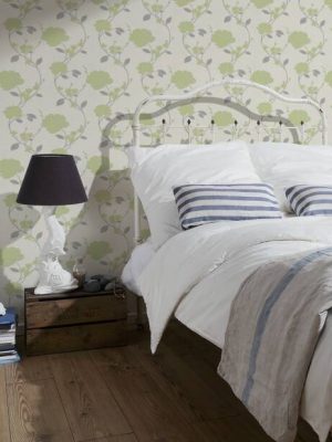 A.S. Création Wallpaper «Flowers, Beige, Green, Metallic» 367015