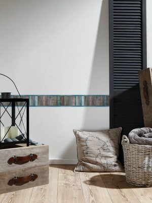 A.S. Création Border «Wood, Cottage, Blue, Brown, Coloured, Green» 368601