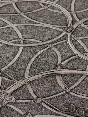 Versace Home Wallpaper «Baroque, Grey, Metallic, Silver» 370495