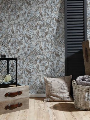 A.S. Création Wallpaper «Jungle, Black, Blue, Grey, White» 372103