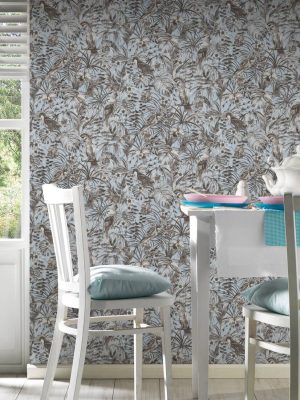A.S. Création Wallpaper «Jungle, Black, Blue, Grey, White» 372103