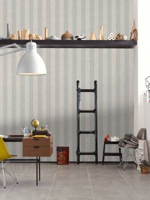 A.S. Création Wallpaper «Stripes, Grey, Metallic, White» 372712