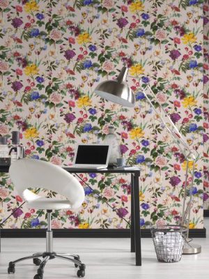 A.S. Création Wallpaper «Flowers, Blue, Coloured, Green, Pink» 373363