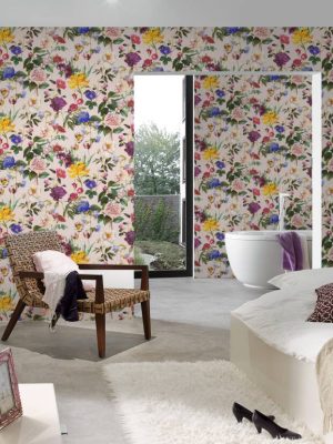 A.S. Création Wallpaper «Flowers, Blue, Coloured, Green, Pink» 373363