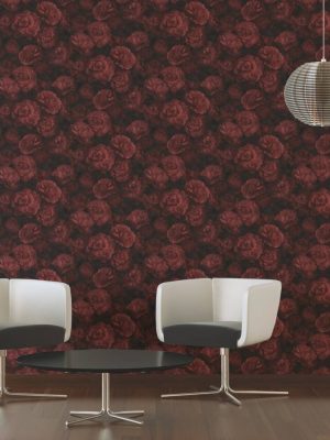 A.S. Création Wallpaper «Flowers, Black, Red» 374024