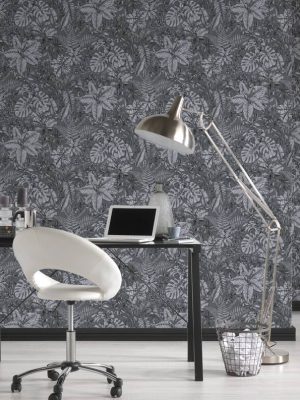 Daniel Hechter Wallpaper «Cottage, Floral, Black, Grey» 375205