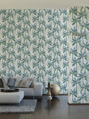Private Walls Wallpaper «Floral, Blue, Green, White» 375301