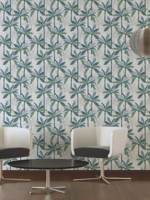Private Walls Wallpaper «Floral, Blue, Green, White» 375301