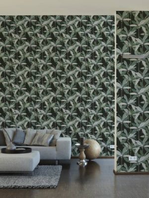Private Walls Wallpaper «Floral, Black, Green» 375303