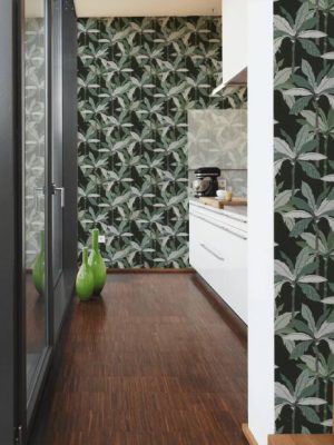 Private Walls Wallpaper «Floral, Black, Green» 375303
