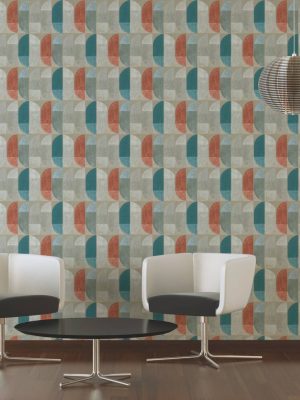 Private Walls Wallpaper «Graphics, Beige, Blue, Brown, Red» 375311