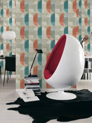 Private Walls Wallpaper «Graphics, Beige, Blue, Brown, Red» 375311