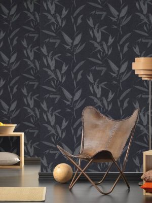 A.S. Création Wallpaper «Floral, Black, Grey, Metallic, Silver» 375492