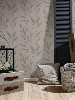 A.S. Création Wallpaper «Floral, Beige, Brown, Grey, Taupe» 375493