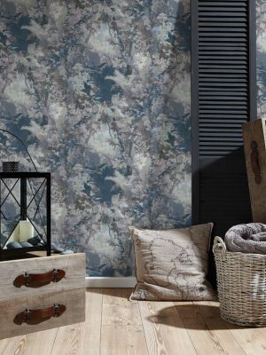 A.S. Création Wallpaper «Floral, Blue, Coloured, Grey» 376523