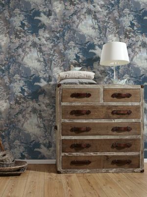 A.S. Création Wallpaper «Floral, Blue, Coloured, Grey» 376523