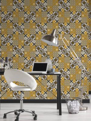 A.S. Création Wallpaper «Graphics, Black, Grey, Yellow» 376841