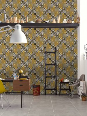 A.S. Création Wallpaper «Graphics, Black, Grey, Yellow» 376841