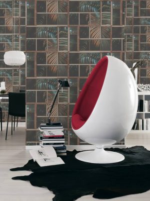 Livingwalls Wallpaper «Floral, Black, Brown, Green» 377401