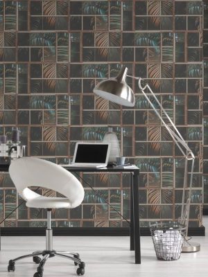 Livingwalls Wallpaper «Floral, Black, Brown, Green» 377401