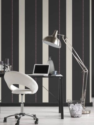 Karl Lagerfeld Wallpaper «Stripes, Black, Purple, White» 378482