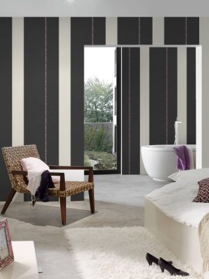Karl Lagerfeld Wallpaper «Stripes, Black, Purple, White» 378482