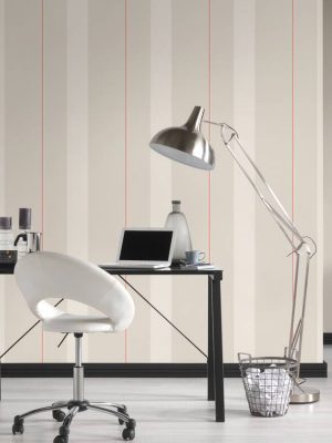 Karl Lagerfeld Wallpaper «Stripes, Grey, Red, White» 378483