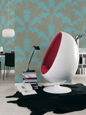 A.S. Création Wallpaper «Floral, Blue, Green, Metallic» 379594