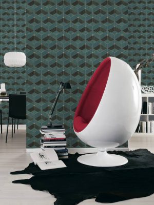 LIVINGWALLS WALLPAPER «TILE, BLACK, BLUE, GREEN» 382023