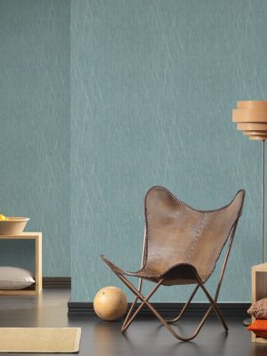 LIVINGWALLS WALLPAPER «COTTAGE, BLUE, GREEN, METALLIC, SILVER» 385983