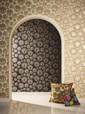 VERSACE HOME WALLPAPER «GRAPHICS, BLACK, GOLD, METALLIC» 386117