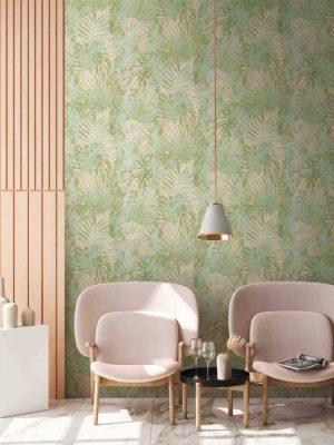 A.S. CRÉATION WALLPAPER «FLORAL, BEIGE, CREAM, GREEN» 386381