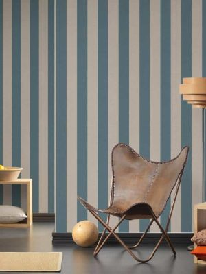 A.S. CRÉATION WALLPAPER «STRIPES, BEIGE, BLUE, BROWN» 386651