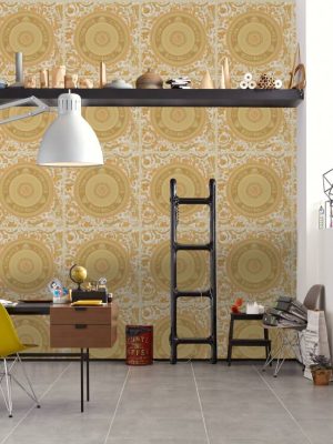 VERSACE HOME WALLPAPER «BAROQUE, CREAM, GOLD, METALLIC» 387054