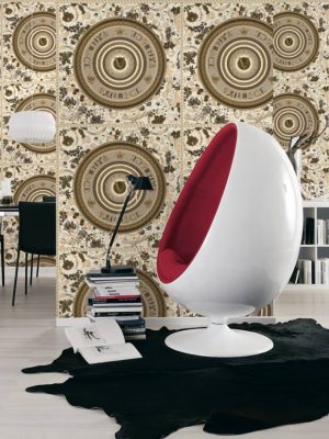 VERSACE HOME WALLPAPER «BAROQUE, BLACK, CREAM, GOLD, METALLIC» 387056