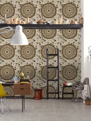 VERSACE HOME WALLPAPER «BAROQUE, BLACK, CREAM, GOLD, METALLIC» 387056