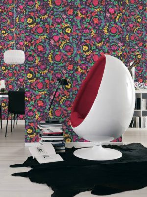 VERSACE HOME WALLPAPER «BAROQUE, BLACK, COLORFUL, GREEN, METALLIC» 387061