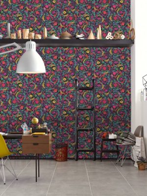 VERSACE HOME WALLPAPER «BAROQUE, BLACK, COLORFUL, GREEN, METALLIC» 387061
