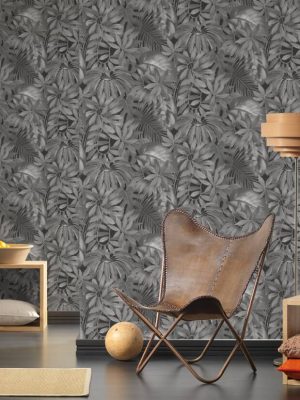 A.S. CRÉATION WALLPAPER «FLORAL, BLACK, GREY» 387203