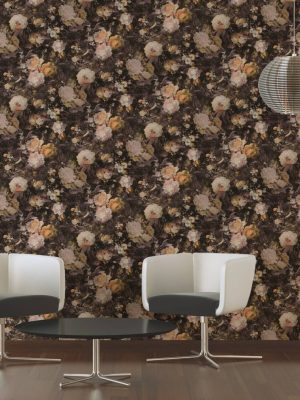 A.S. CRÉATION WALLPAPER «FLORAL, BROWN, CREAM, METALLIC, ORANGE» 388212